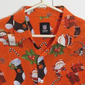 NFL Mens XL Cleveland Browns Christmas Long Sleeve Viscose Orange Novelty Shirt
